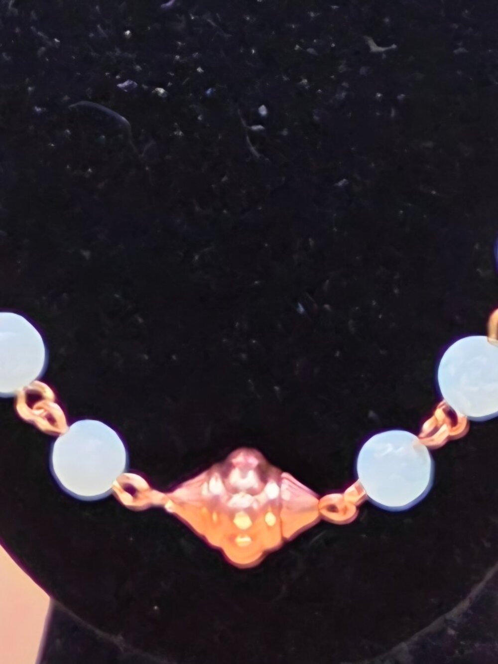 Amazonite, Blue Crinoid Fossil and Copper Beaded Necklace - Picture 2 of 6